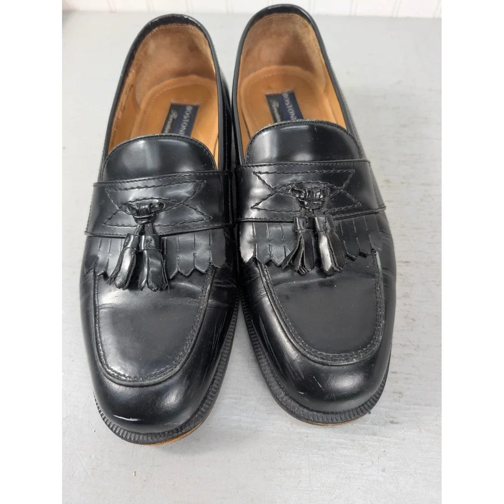 Vintage Bostonian Leather Loafers Tassel Kiltie Men's 9.5 Black Italian Slip On
